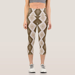 Leggings Capri Tons de motif diamant brun