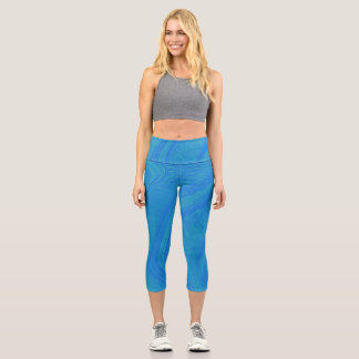 Leggings Capri Tourbillons bleus sur les jambières capri