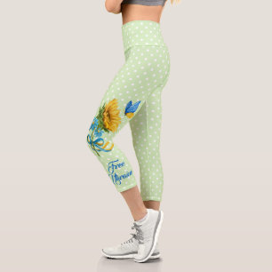 Leggings Capri Tournesol et papillon Ukraine soutien