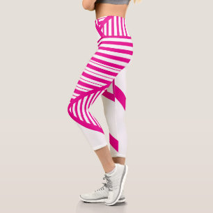 Leggings Capri Triangle en Magenta et Blanc