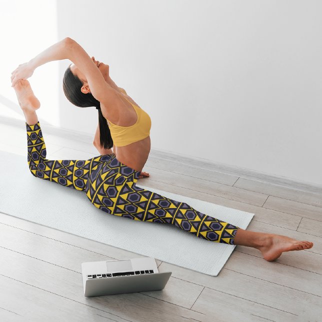 Leggings Capri Triangles bleu jaune (Créateur téléchargé)