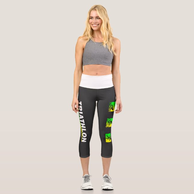 Leggings Capri Triathlon Transcendance : Baignade, Vélo, Réussite (Recto)