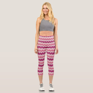 Leggings Capri Tricoté rose en zig zag