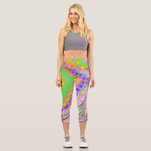 Leggings Capri Tripante Groovy Vibrant Abstrait Art Fractal Numér