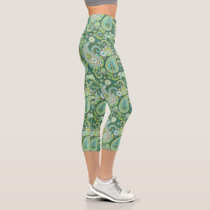 Leggings Capri Trippy Hippy Retro Paisley