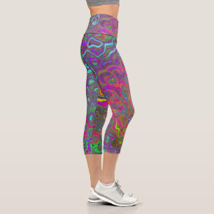 Leggings Capri Trippy Hot rose Abstrait Retro Liquid Swirl