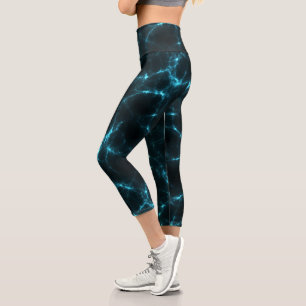 Leggings Capri Turquoise et bracelet en marbre noir Abstrait