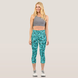 Leggings Capri Turquoise Vert Motif moderne