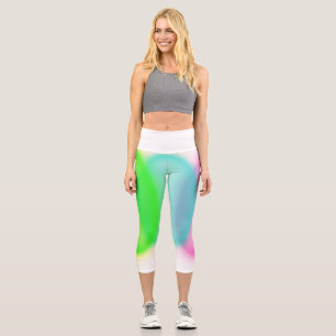 Leggings Capri Turquoise Vert Rose d'Art Abstrait