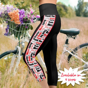 Leggings Capri Typographie de Merci multilingue Grilles verticale