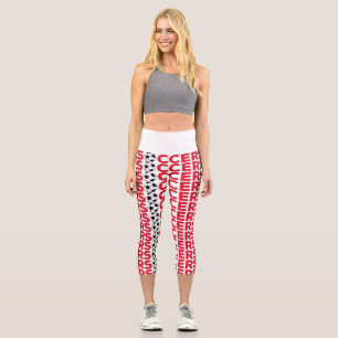 Leggings Capri Typographie Rouge Classique de Football Gras Fan d