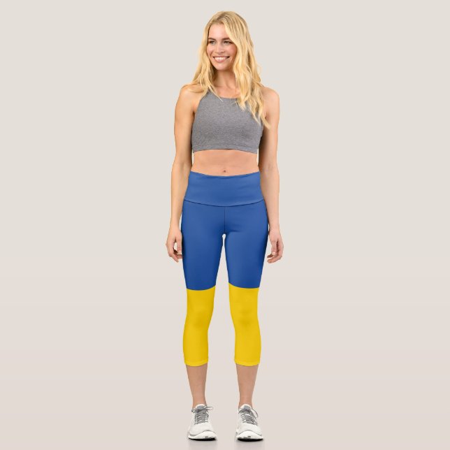 Leggings Capri Ukraine Drapeau, Ukraine Pays Cadeau Patriotique (Recto)
