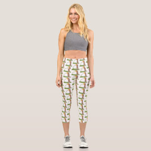 Leggings Capri Un mignon chien de prairie reniflant la caricature