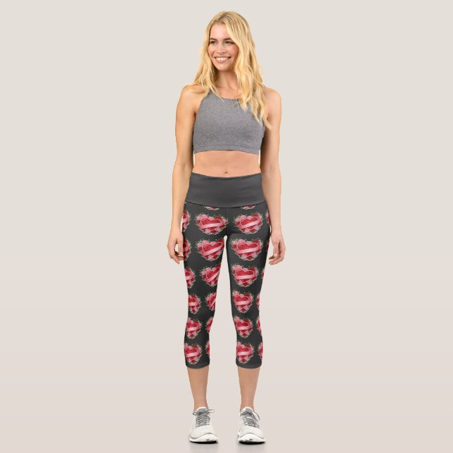 Leggings Capri Une incroyable jambe "LOVE MOTIF" (Recto)
