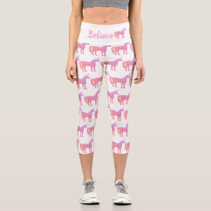 Leggings Capri Unicorne violet rose parties scintillant rousse Ép