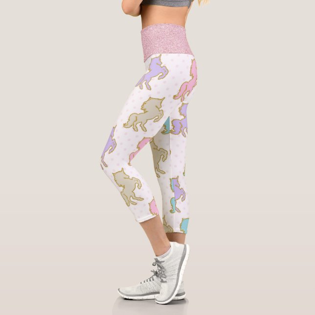 Leggings Capri Unicornes de Parties scintillant Pastel (Gauche)