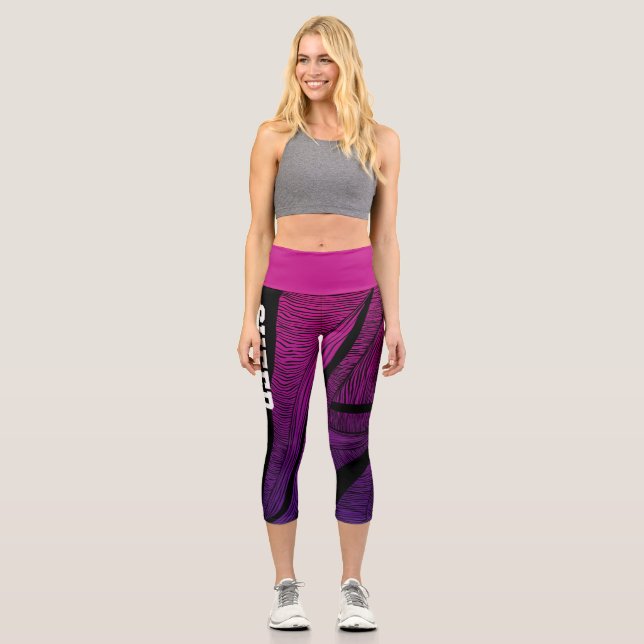 Leggings Capri Vague rose et violet personnalisée (Recto)