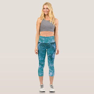 Leggings Capri Vagues profondes de l'océan bleu