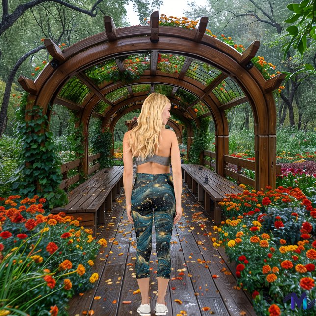 Leggings Capri Vagues stellaires : Flux cosmique et conception no (Créateur téléchargé)