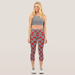 Leggings Capri valentines coeur rouge rayé rétro