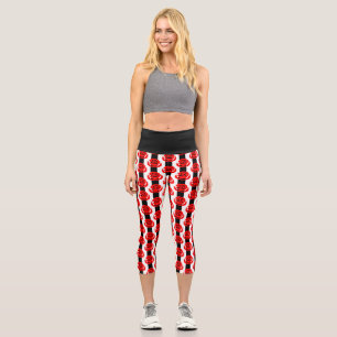 Leggings Capri valentines red roses floral striped