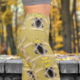Leggings Capri Végétas somptueux Or encadré en Motif d'or Yoga