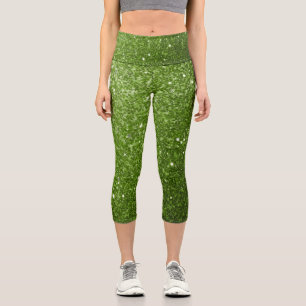Leggings Capri Végétation vert clair faux éclat scintille