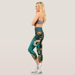 Leggings Capri Veille bijoux Steampunk sur un Arrière - plan vert