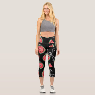Leggings Capri Vélos à roue de pastèque, motif d'été.