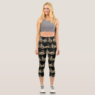 Leggings Capri Vélos à vélo Cyclisme Black Sepia 4Sara