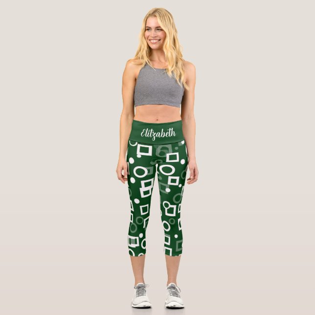 Leggings Capri Vert Blanc Diamant Forme Vert Diamant Blanc Vert (Recto)