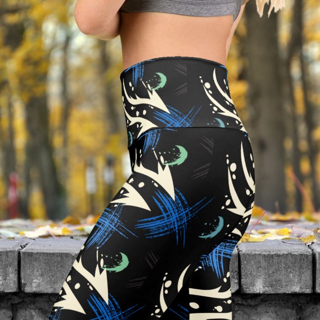 Leggings Capri Vibrant Dragon Noir Slash Motif Yoga (Dragon Slash on Black)