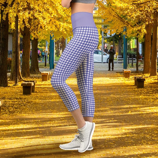 Leggings Capri Vichy lavande  (Gingham Lavender Capri Leggings)
