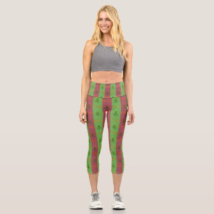 Leggings Capri Vieux Monde Arbre de Noël Motif À feuillage persis