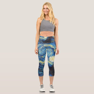 Leggings Capri Vincent Van Gogh La Nuit étoilée Jaune Clair