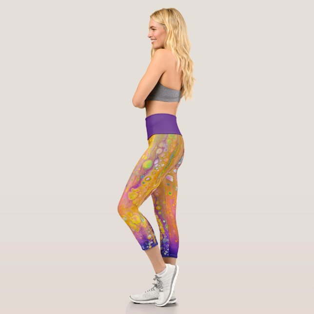 Leggings Capri Violet Abstrait (Gauche)