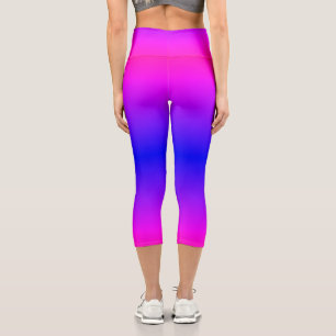 Leggings Capri Violet rose bleu néon dégradé Ombre moderne