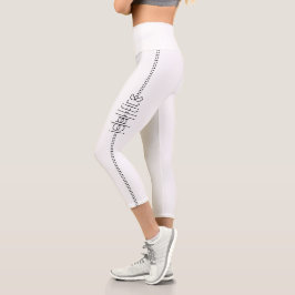 Leggings Capri Votre nom en tant que glyphes Aliens Unique Blanc