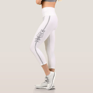 Leggings Capri Votre nom en tant que glyphes Aliens Unique Blanc