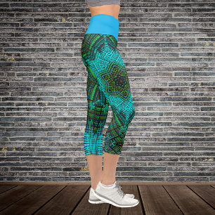 Leggings Capri Weaver Mandala bleu et vert