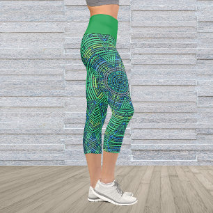 Leggings Capri Weaver Mandala Vert et Bleu