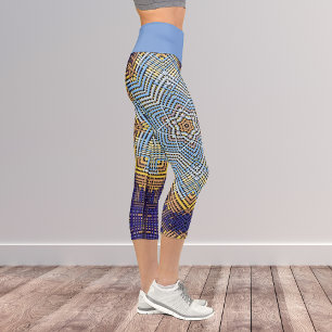 Leggings Capri Weer Mandala bleu et jaune