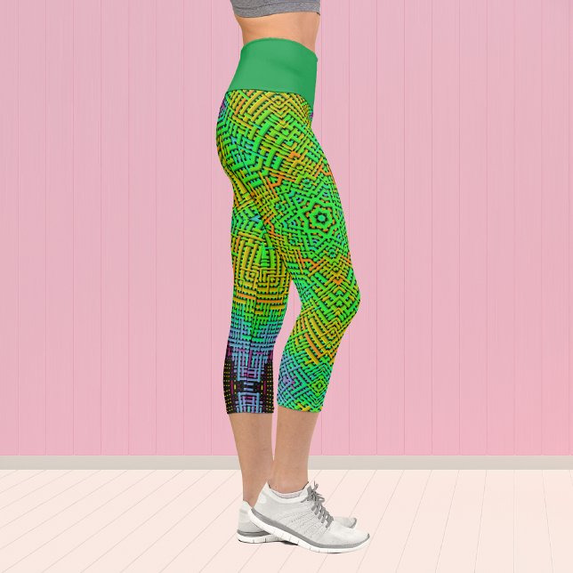 Leggings Capri Weer Mandala Orange Vert et Bleu (Créateur téléchargé)