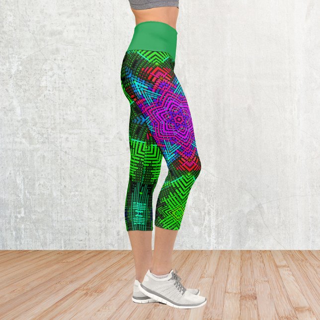 Leggings Capri Weer Mandala rose bleu et vert (Créateur téléchargé)