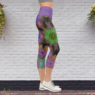 Leggings Capri Weer Mandala vert rose et bleu
