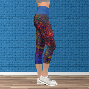 Leggings Capri Weer Mandala violet jaune rouge et bleu