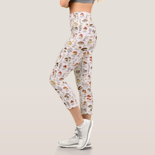 Leggings Capri Whimsical Woodland Champhrooms Motif