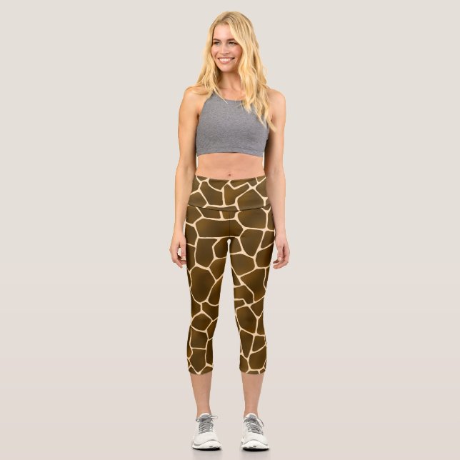Leggings Capri Wild Safari Natural Giraffe Imprimer (Recto)