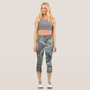 Leggings Capri William Morris Acanthus Sage Fleur Floral Botaniqu