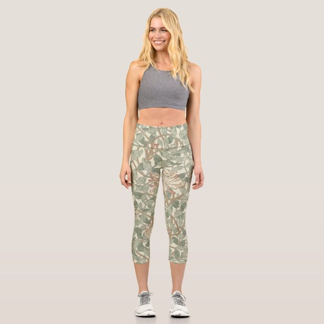 Leggings Capri William Morris Honeysuckle Vert Floral (Recto)